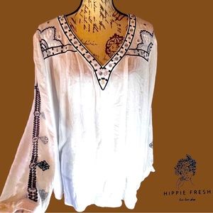 Nygard Embroidered Peasant Style Blouse  Size M